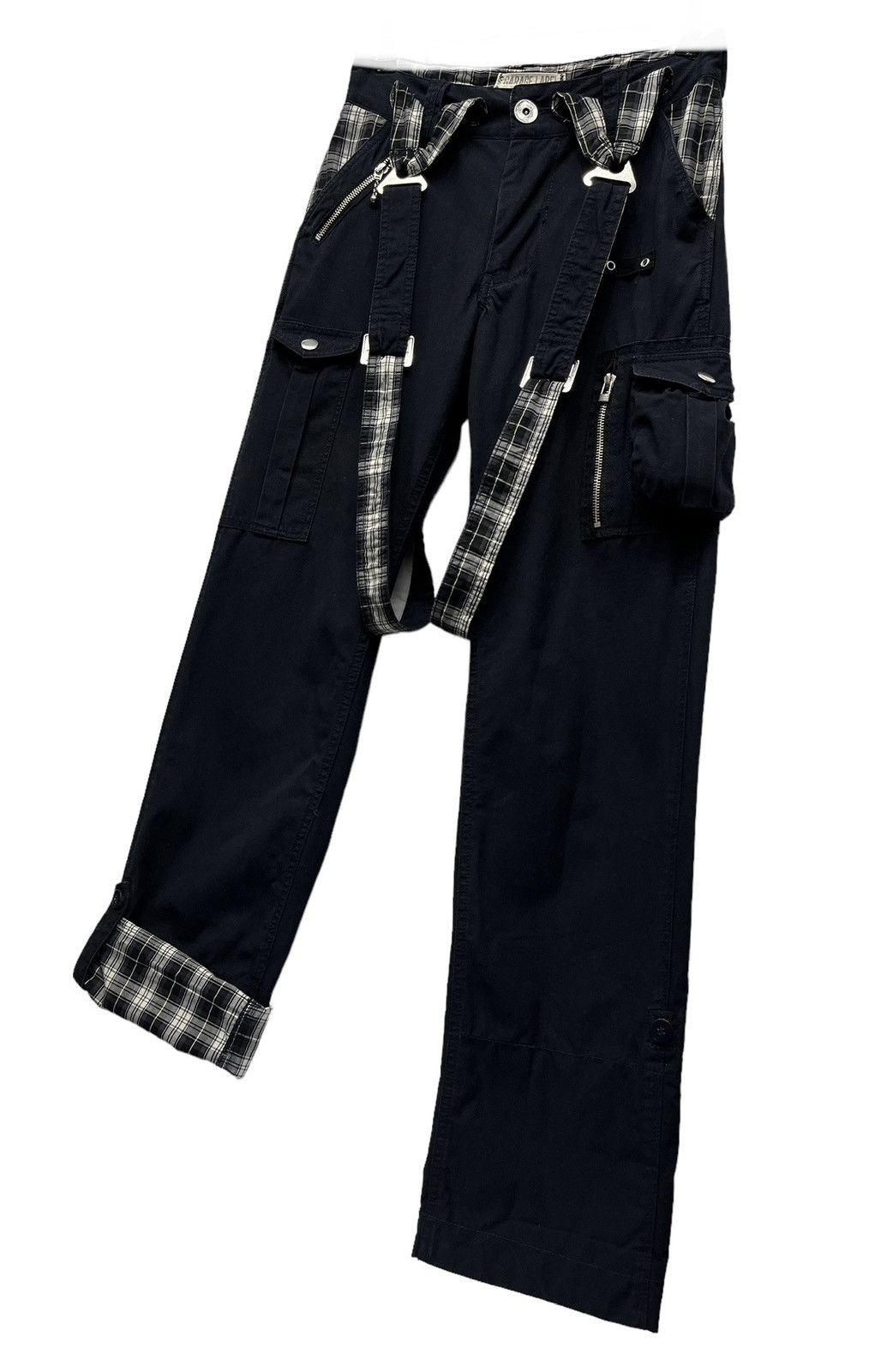 Japanese Brand 🔥VINTAGE GARAGE LABEL💥Punk Bondage Suspender Overall Cargo Size US 28 / EU 44 - 5 Thumbnail