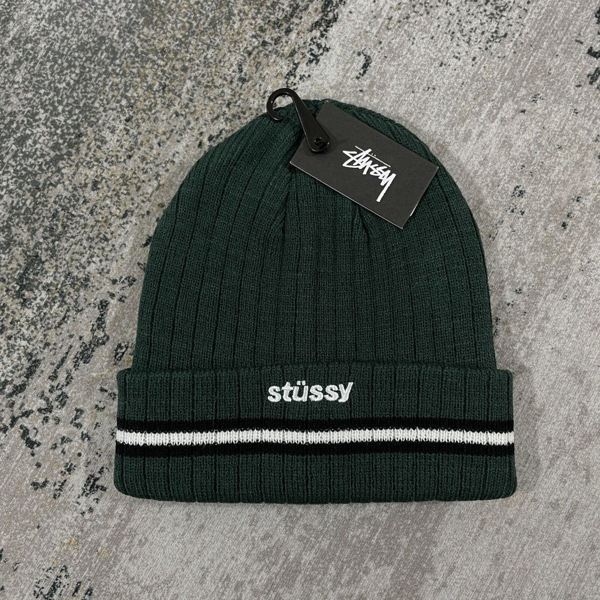 Vintage Stripe Stussy Beanie - Green (OS) Size ONE SIZE - 1 Thumbnail