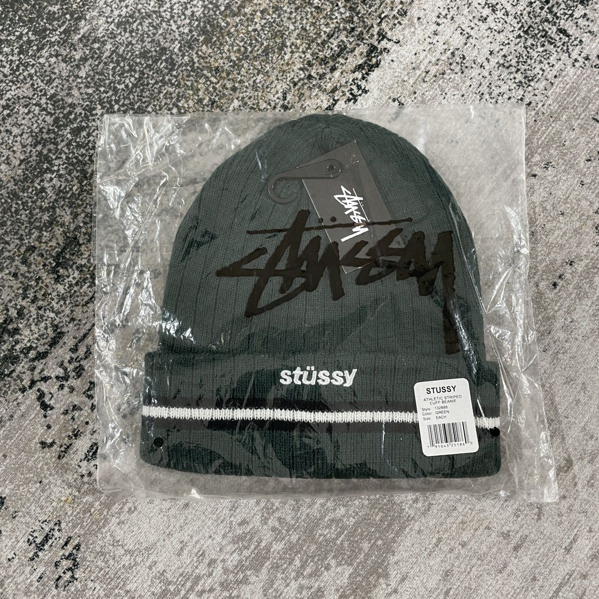 Vintage Stripe Stussy Beanie - Green (OS) Size ONE SIZE - 7 Thumbnail