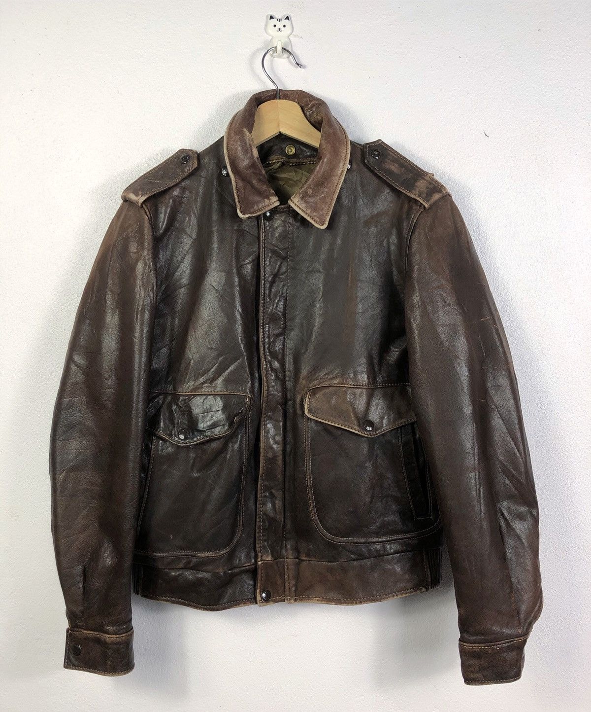 Schott Rare Vintage Schott Black Cats Handpaint Leather Jacket Size US M / EU 48-50 / 2 - 2 Thumbnail