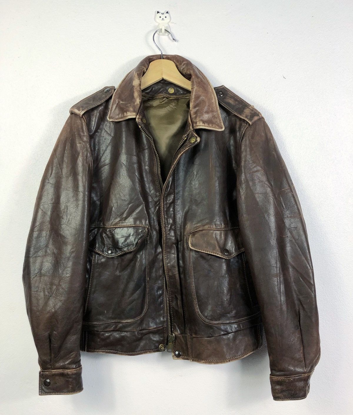 Schott Rare Vintage Schott Black Cats Handpaint Leather Jacket Size US M / EU 48-50 / 2 - 14 Thumbnail