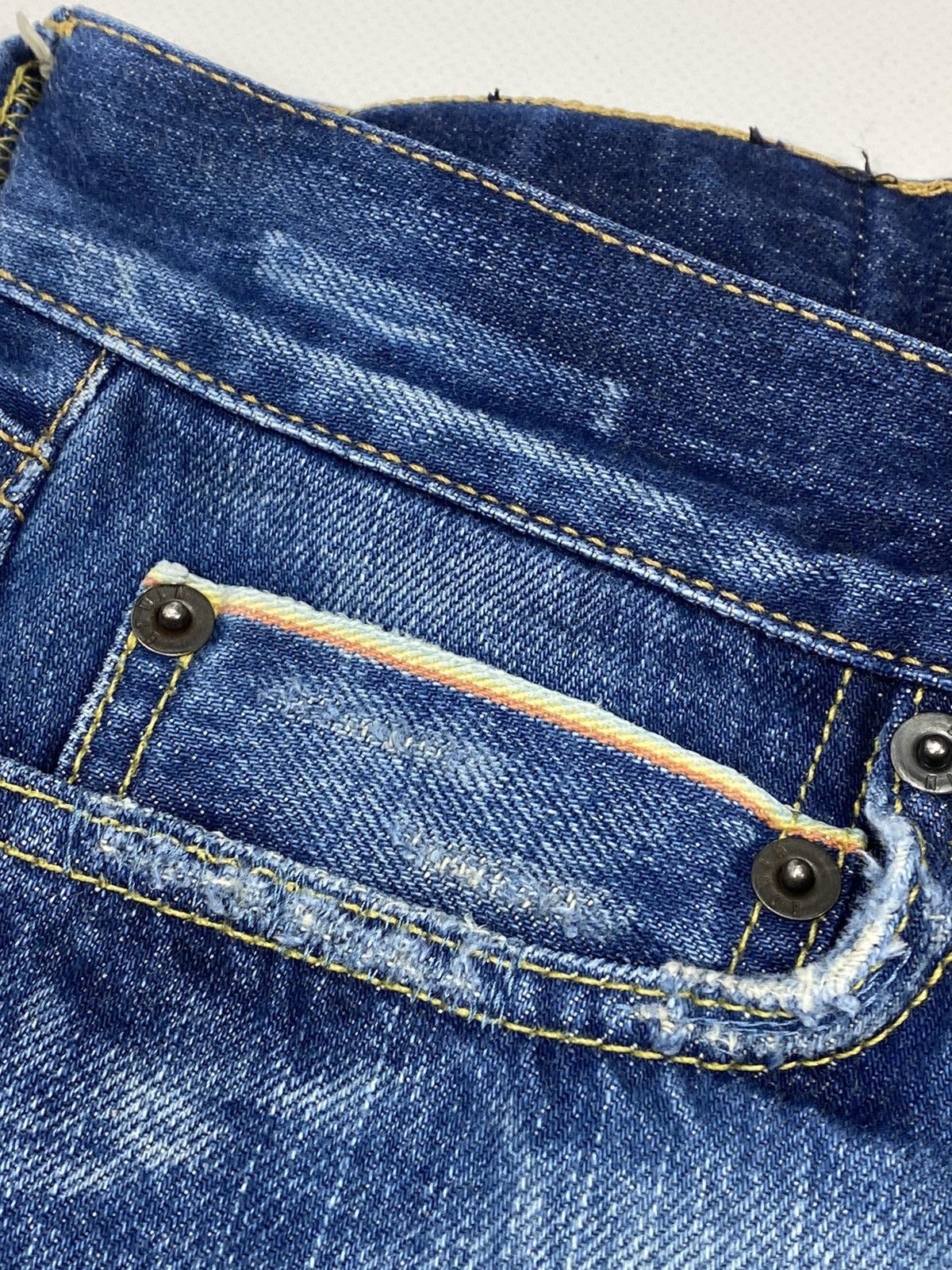 Edwin 🔥LASTDROP🔥 Rainbow Selvedge Distressed Mid Tapered Jeans Size US 30 / EU 46 - 10 Thumbnail