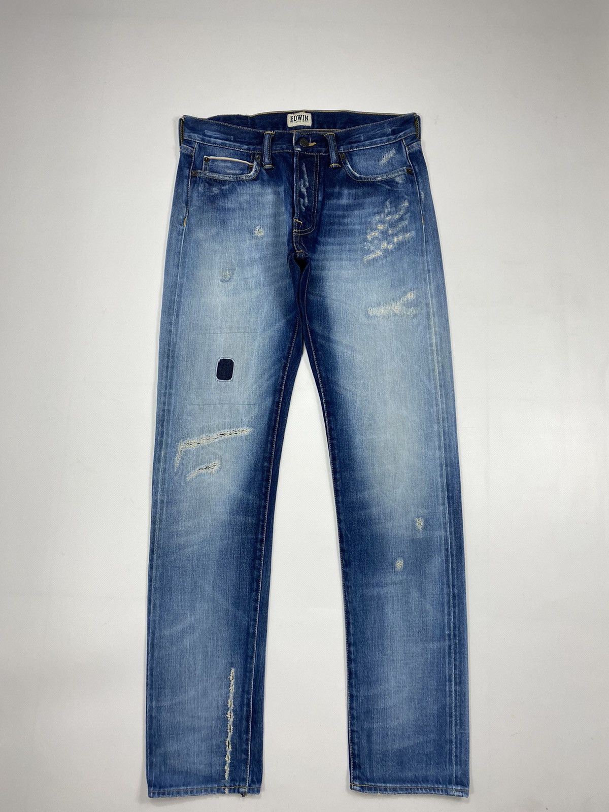 Edwin 🔥LASTDROP🔥 Rainbow Selvedge Distressed Mid Tapered Jeans Size US 30 / EU 46 - 22 Thumbnail