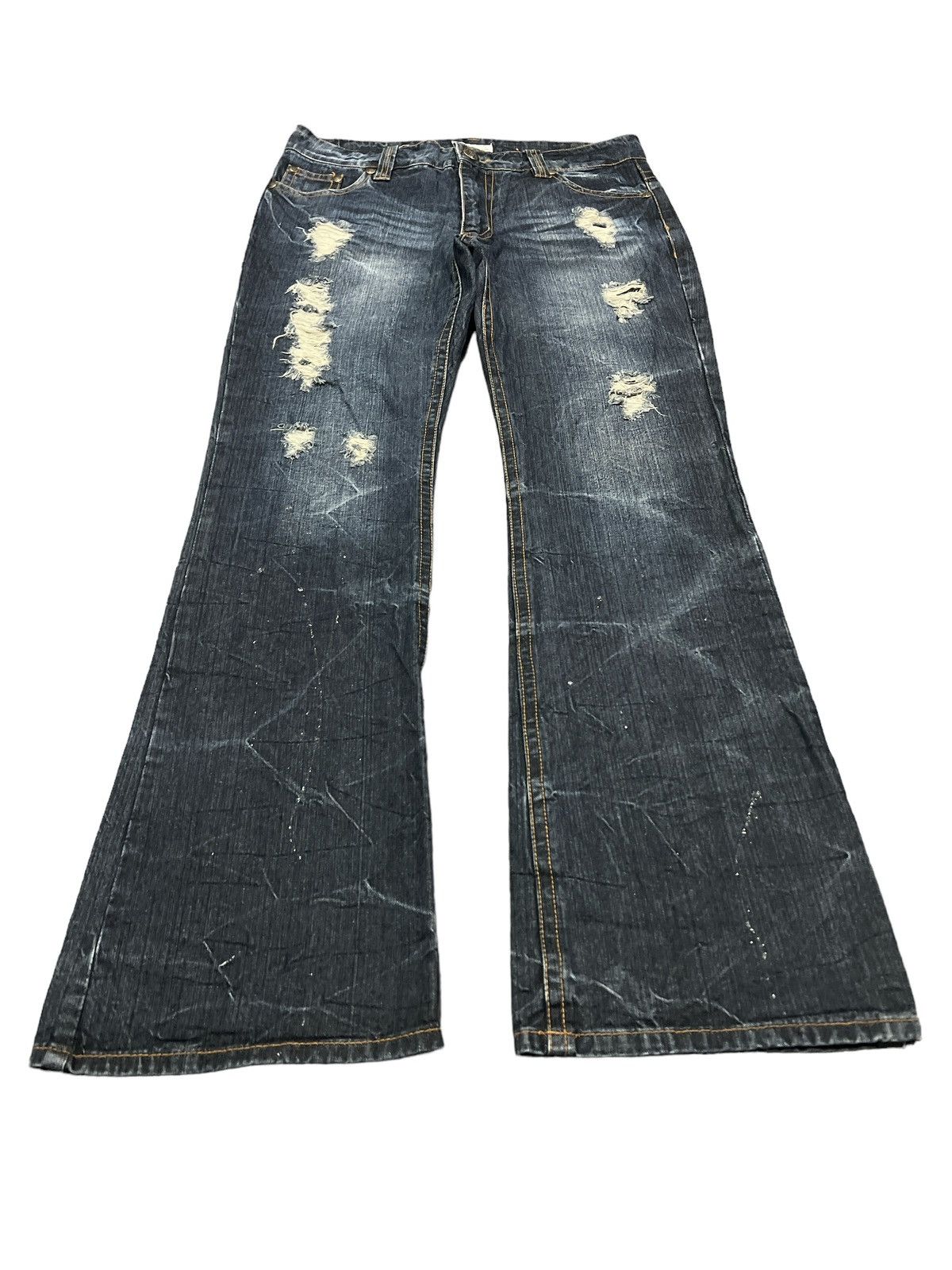 Japanese Brand × Vintage FLARED💥THRASHED SORRIDERE DISTRESSED DENIM PANT Size US 34 / EU 50 - 2 Thumbnail