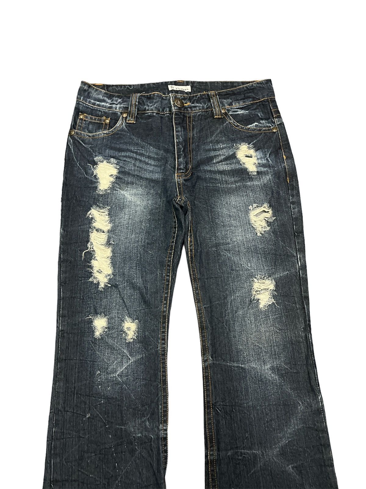Japanese Brand × Vintage FLARED💥THRASHED SORRIDERE DISTRESSED DENIM PANT Size US 34 / EU 50 - 3 Thumbnail