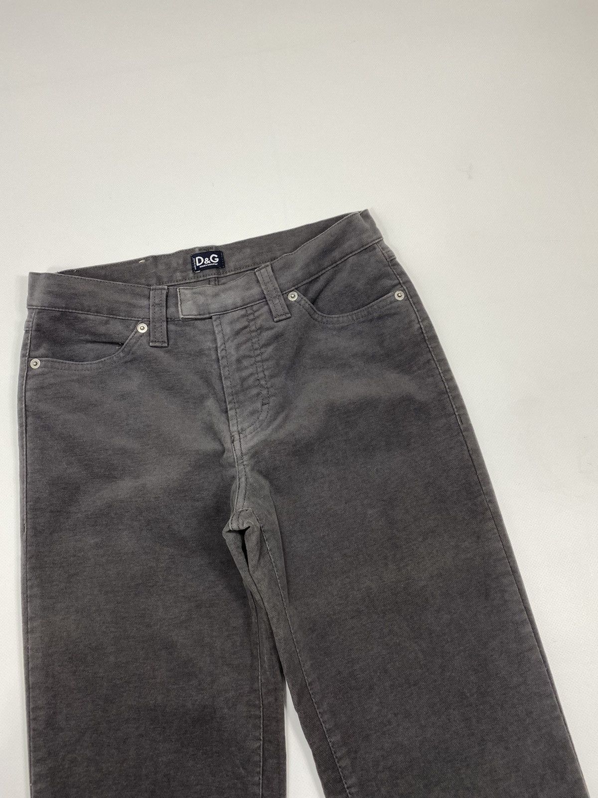 Dolce & Gabbana 🔥LASTDROP🔥 DG Velour Grey Stonewashed High Waist Pants Size 29" - 5 Thumbnail
