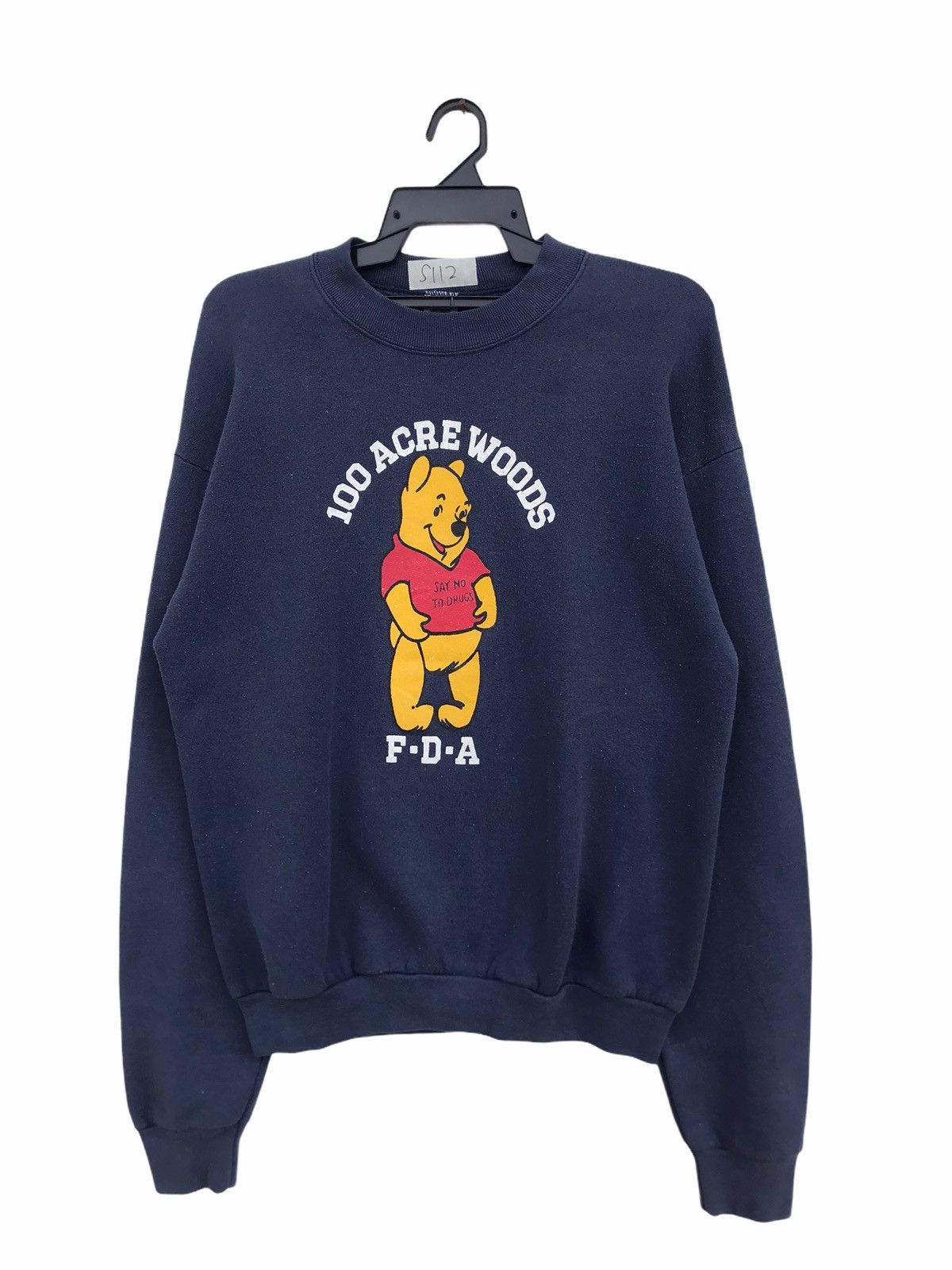 image of Disney x Fruit Of The Loom Vintage Winnie The Pooh 100 Acres Wood in Blue Black, Men's (Size Large)