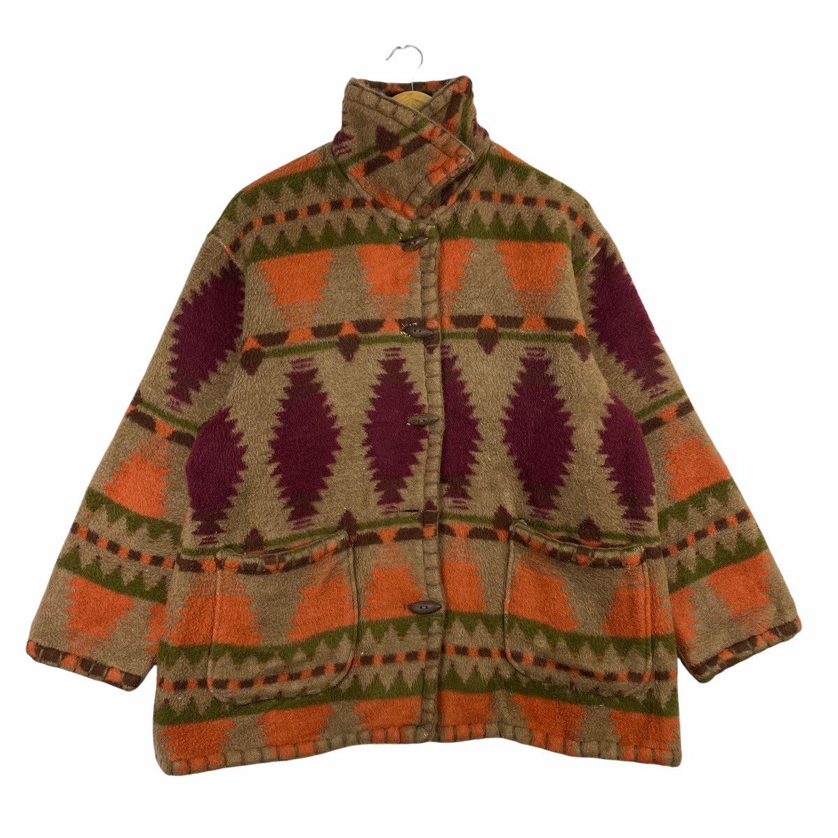 Japanese Brand × Vintage VINTAGE NAVAJO NATIVE DESIGN TOGGLE BUTTON WOOL JACKET Size US L / EU 52-54 / 3 - 1 Thumbnail