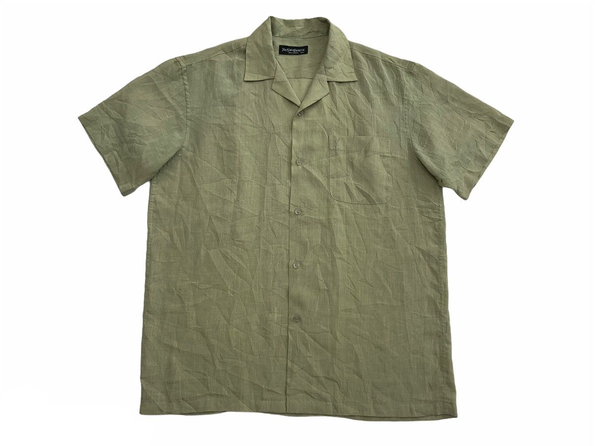image of Vintage YVES Saint Laurent Pour Homme Shirt in Green, Men's (Size Large)