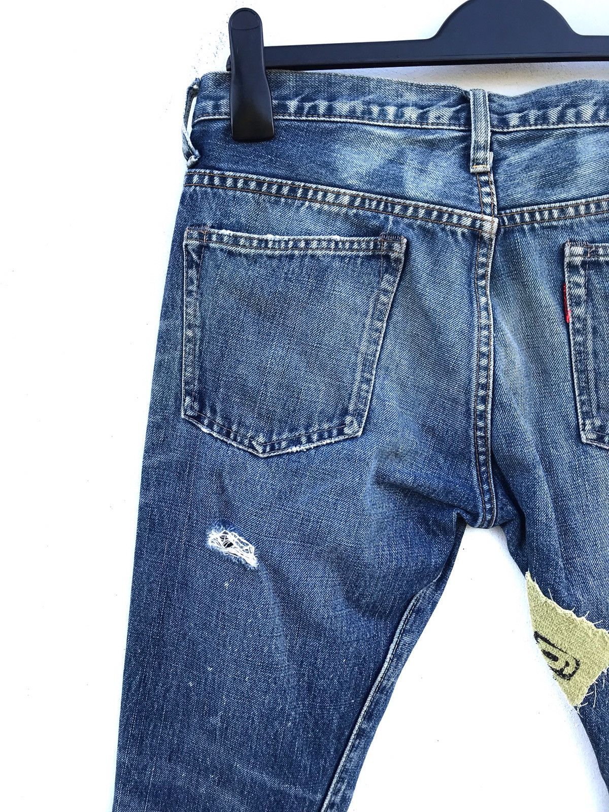 Distressed Rna Slang Patches Destroyed Punk Style Denim Pant