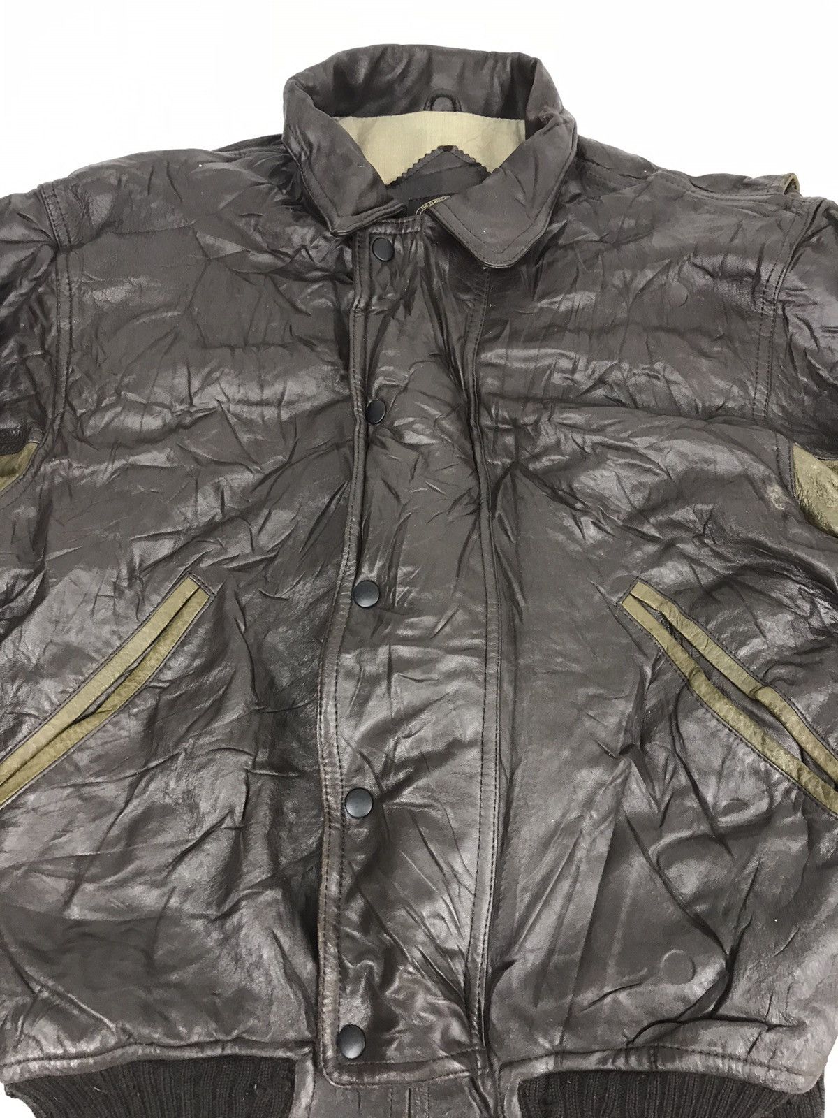 Vintage Stanbury British Club Sport Leather Bomber Jacket Padded Size US L / EU 52-54 / 3 - 2 Thumbnail