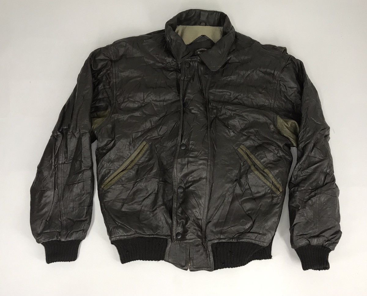 Vintage Stanbury British Club Sport Leather Bomber Jacket Padded Size US L / EU 52-54 / 3 - 1 Thumbnail