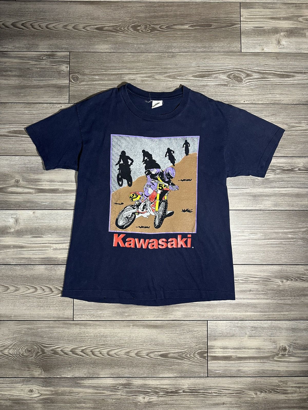 Vintage Vintage Kawasaki Dirtbike T Shirt Size US XL / EU 56 / 4 - 1 Thumbnail