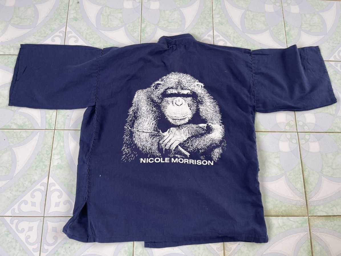 Japanese Brand Vtg Nicole Morrison Chimpanzee Graphic Noragi Wrap Jacket Size US M / EU 48-50 / 2 - 1 Thumbnail