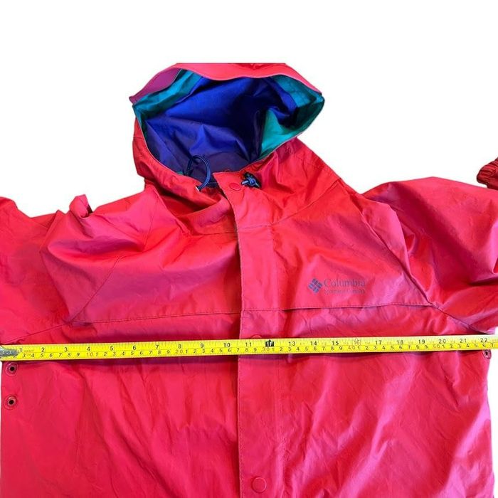 Columbia Vintage 90s Red Color Block Windbreaker PVC Rain Jacket Mens ...