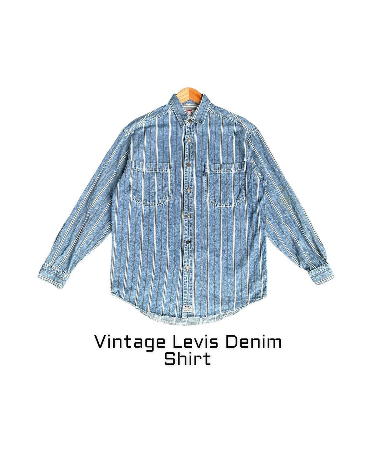 Levi's Vintage Levis Blue Tag Denim Shirt Size US L / EU 52-54 / 3 - 1 Thumbnail