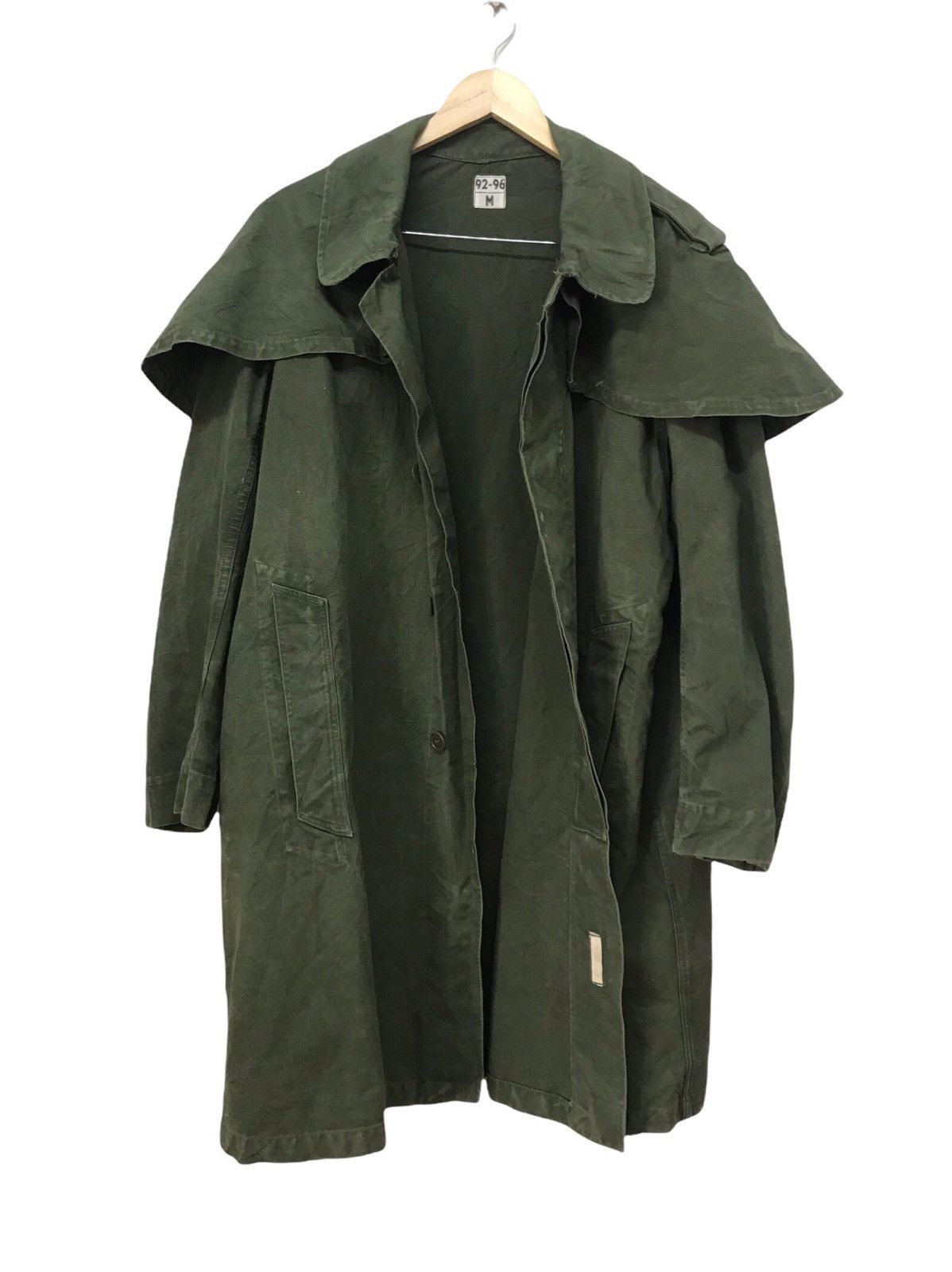 image of Vintage 90's Army Trench Coat Jackets in Army Green, Men's (Size XL)