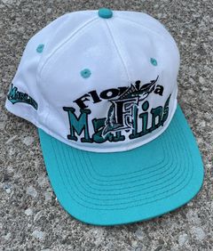 Vintage Florida Marlins 1990s Vintage Snapback Baseball Color Block Hat -- Adjustable Back