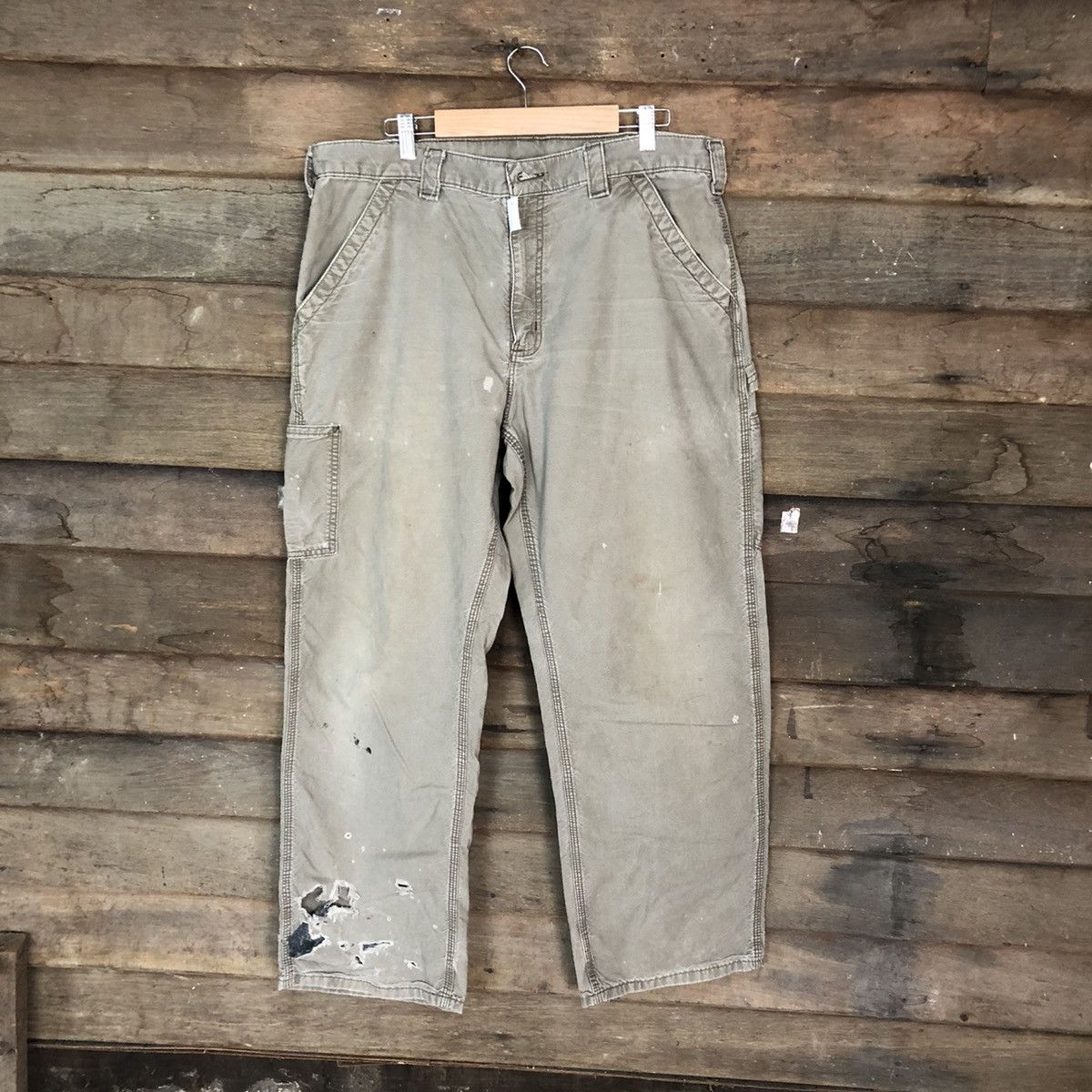 Carhartt Carhatt Grey multipocket painter cargo utility Pants #4567 Size US 35 - 7 Thumbnail