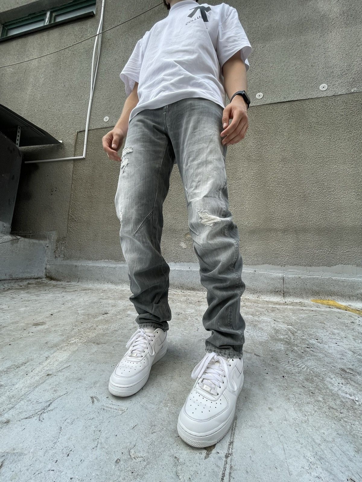 G-Star Vintage G Star Raw distressed denim grey jeans Size US 29 - 3 Thumbnail