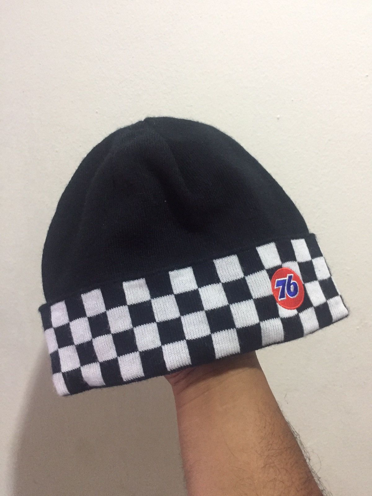 Japanese Brand 76 Lubricants Chess Checked Pattern Beanie Size ONE SIZE - 1 Thumbnail
