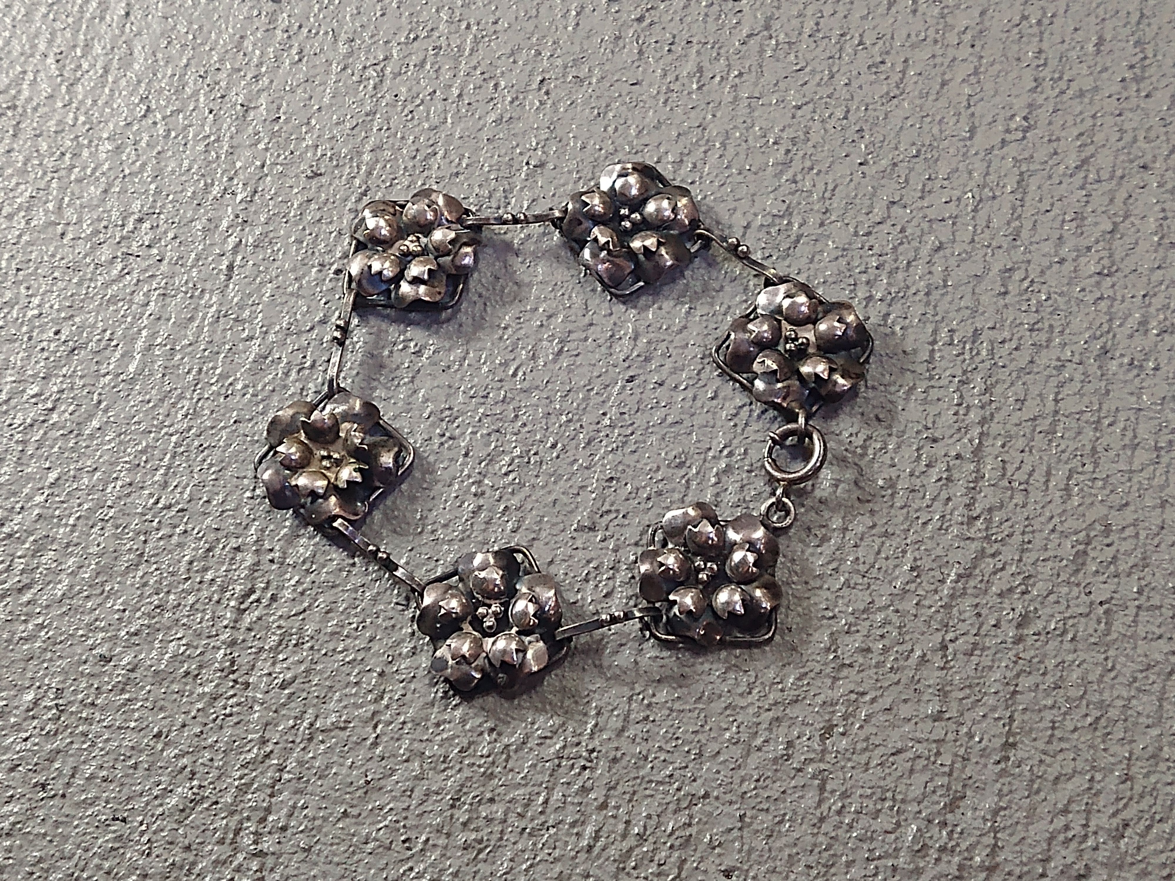 Jewelry Vintage Sterling Silver Bracelet Flower 7.75" Art Nouveau Size ONE SIZE - 3 Thumbnail
