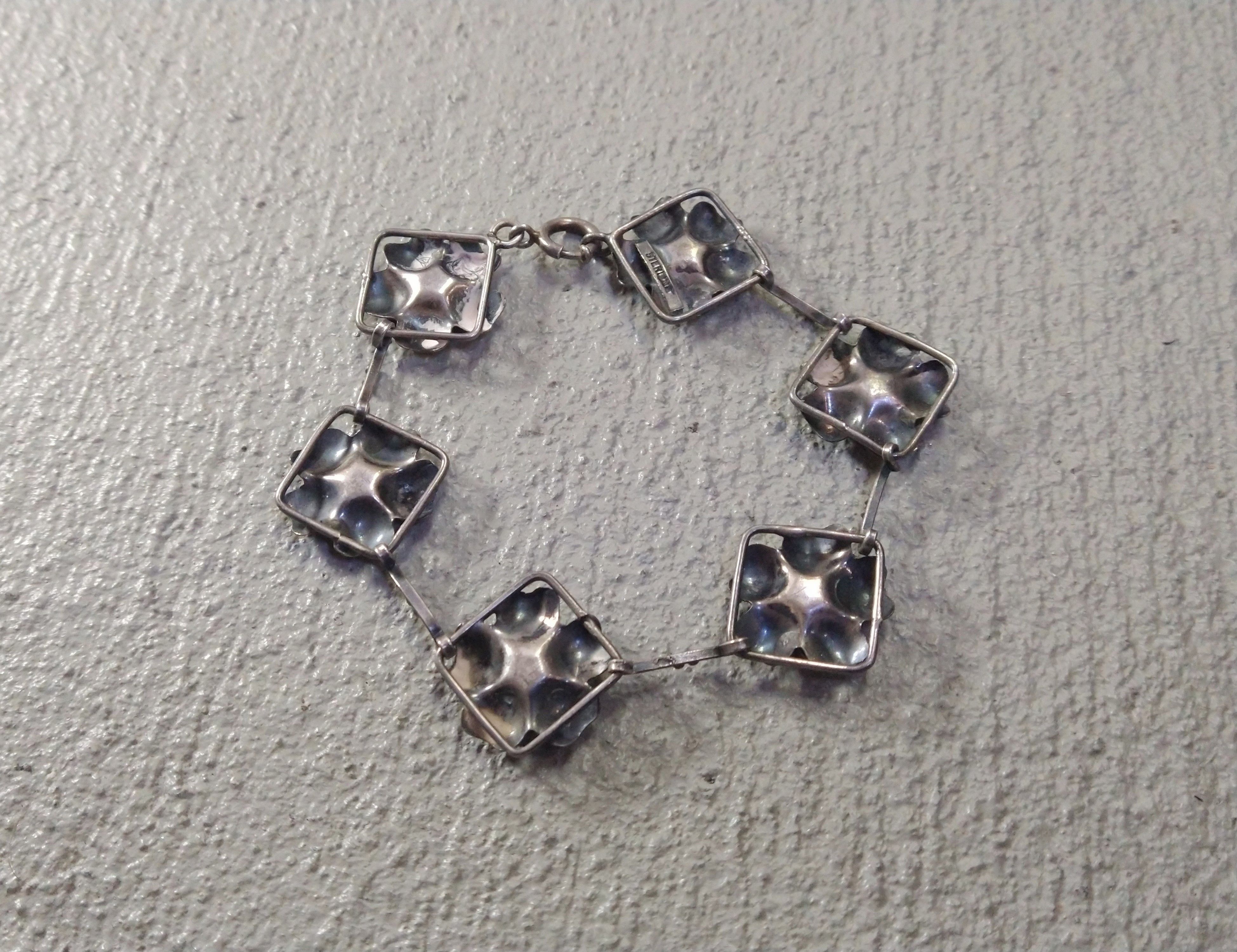 Jewelry Vintage Sterling Silver Bracelet Flower 7.75" Art Nouveau Size ONE SIZE - 7 Thumbnail