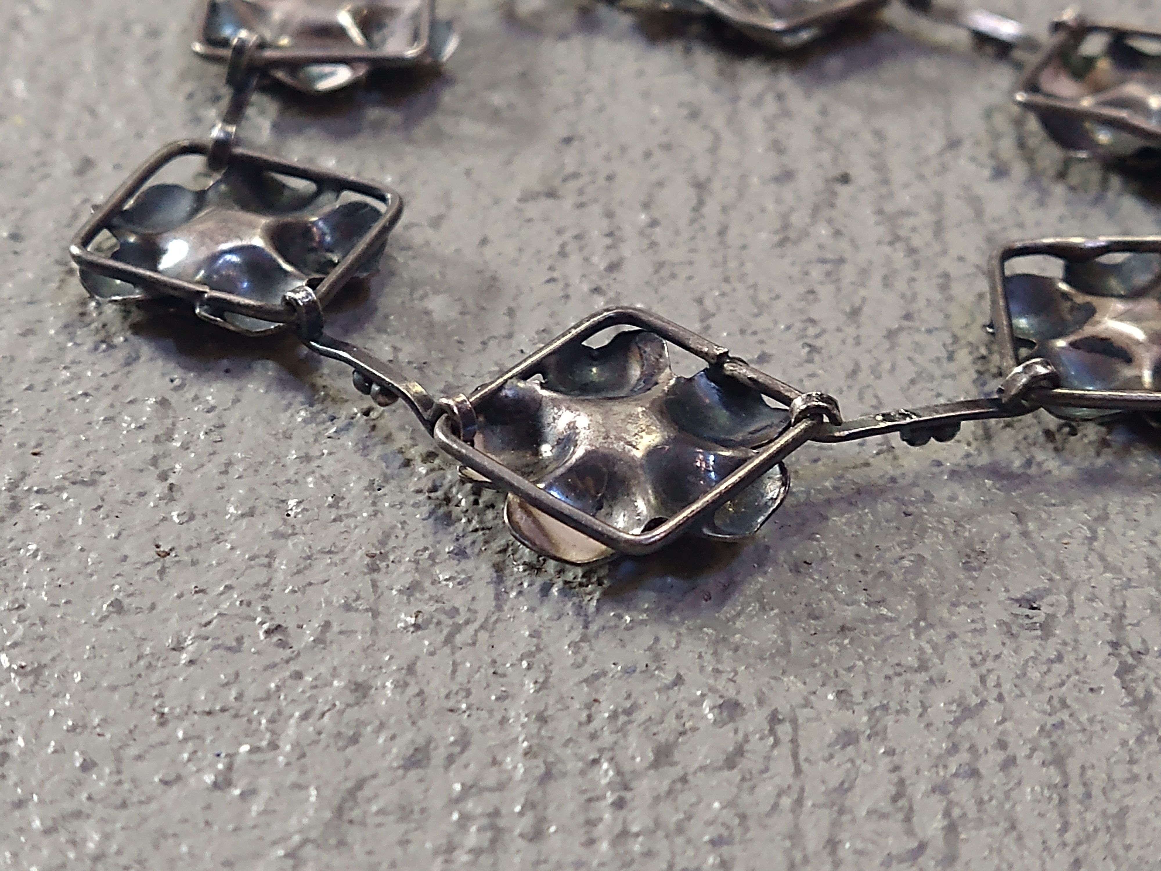 Jewelry Vintage Sterling Silver Bracelet Flower 7.75" Art Nouveau Size ONE SIZE - 8 Thumbnail