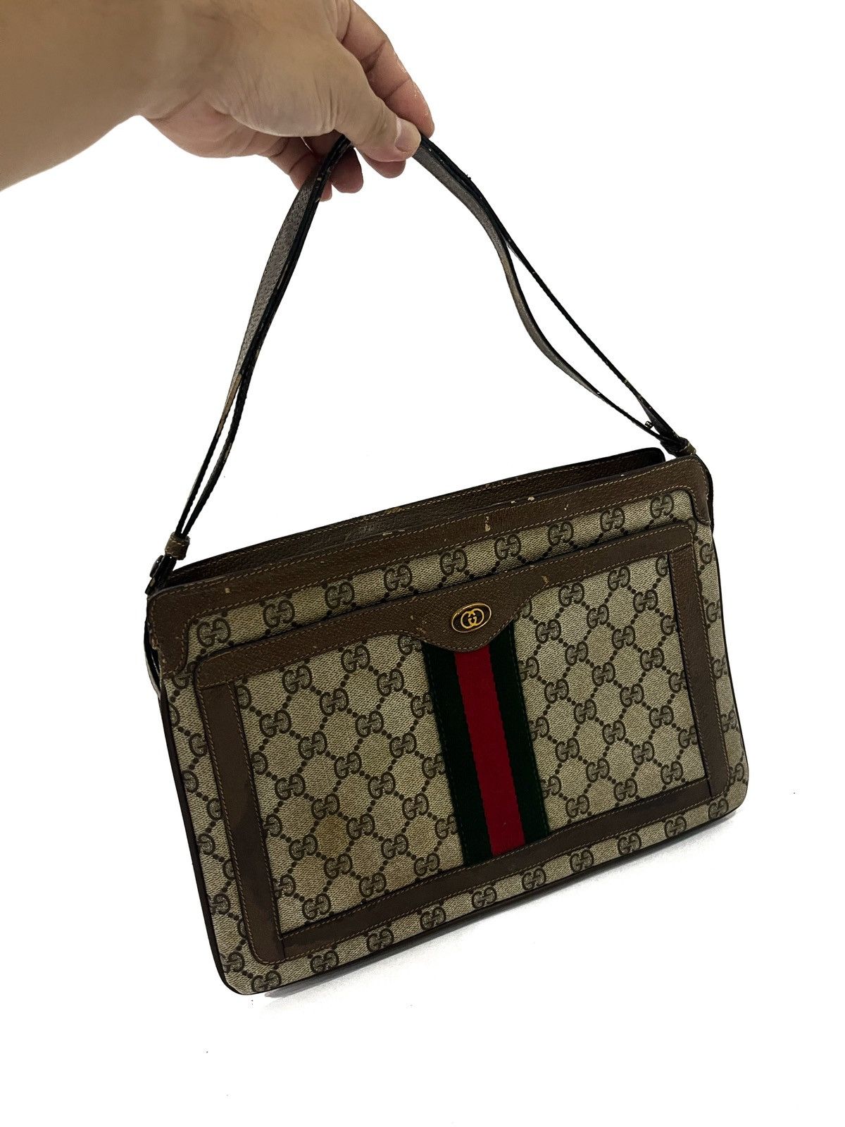 Gucci GUCCI Vintage Web Detail GG Canvas Shoulder Size ONE SIZE - 24 Thumbnail