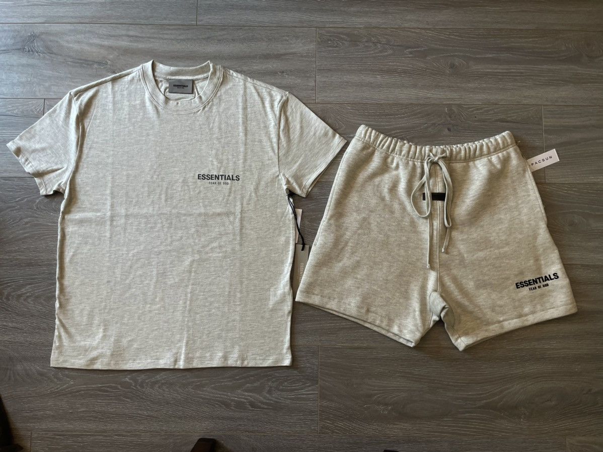 Fear of God Fear of God Essentials Light Oatmeal Tee and Shorts Size US M / EU 48-50 / 2 - 1 Thumbnail