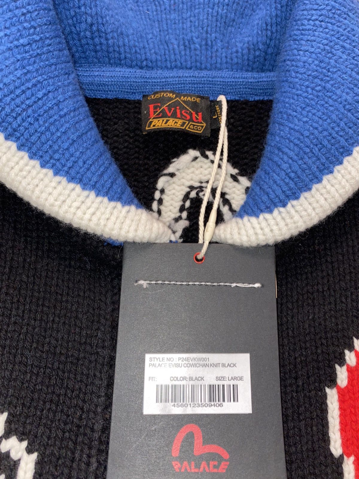 Palace Palace x Evisu Cowichan Knit Black | Grailed