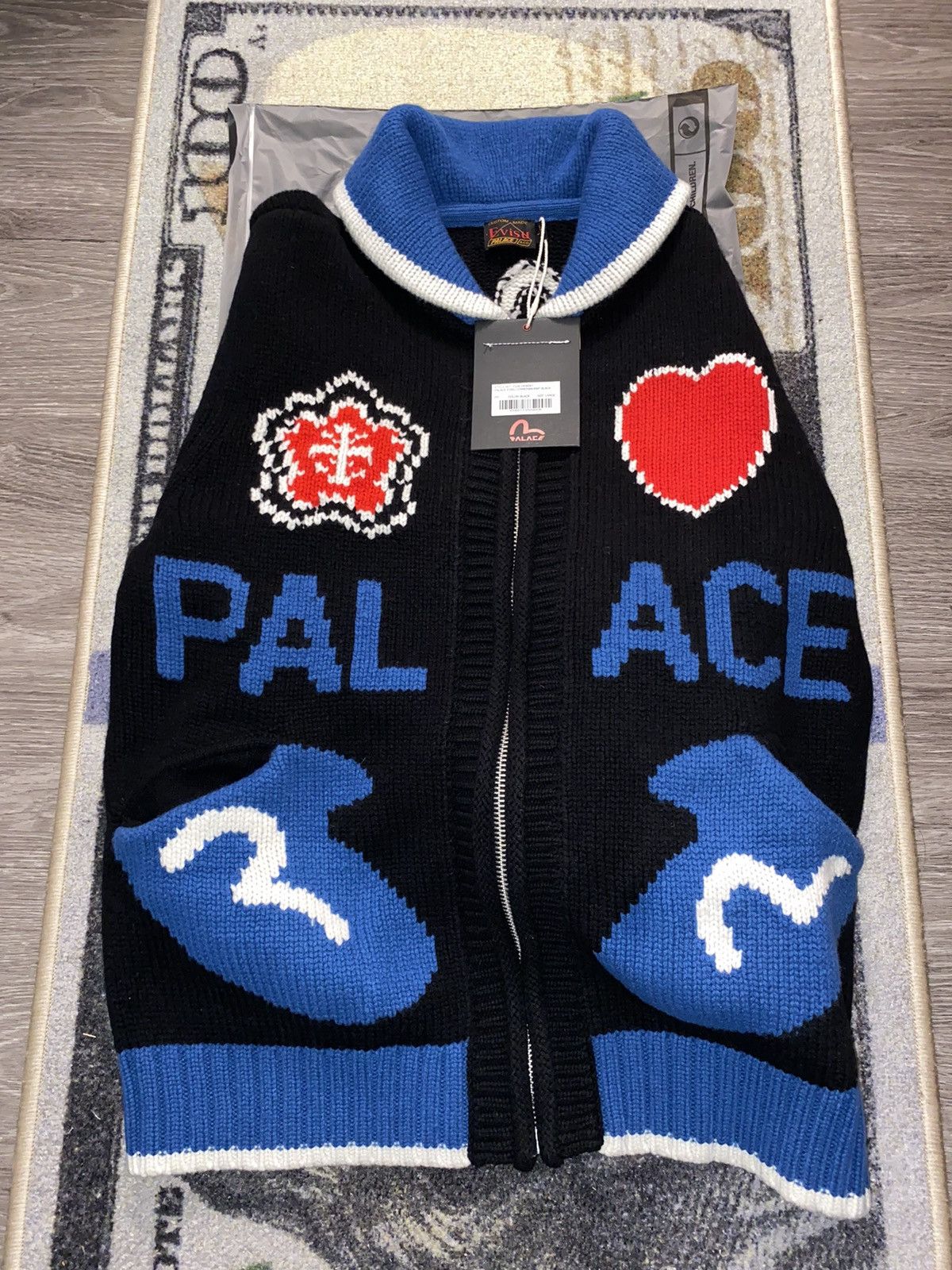 Palace Palace x Evisu Cowichan Knit Black | Grailed