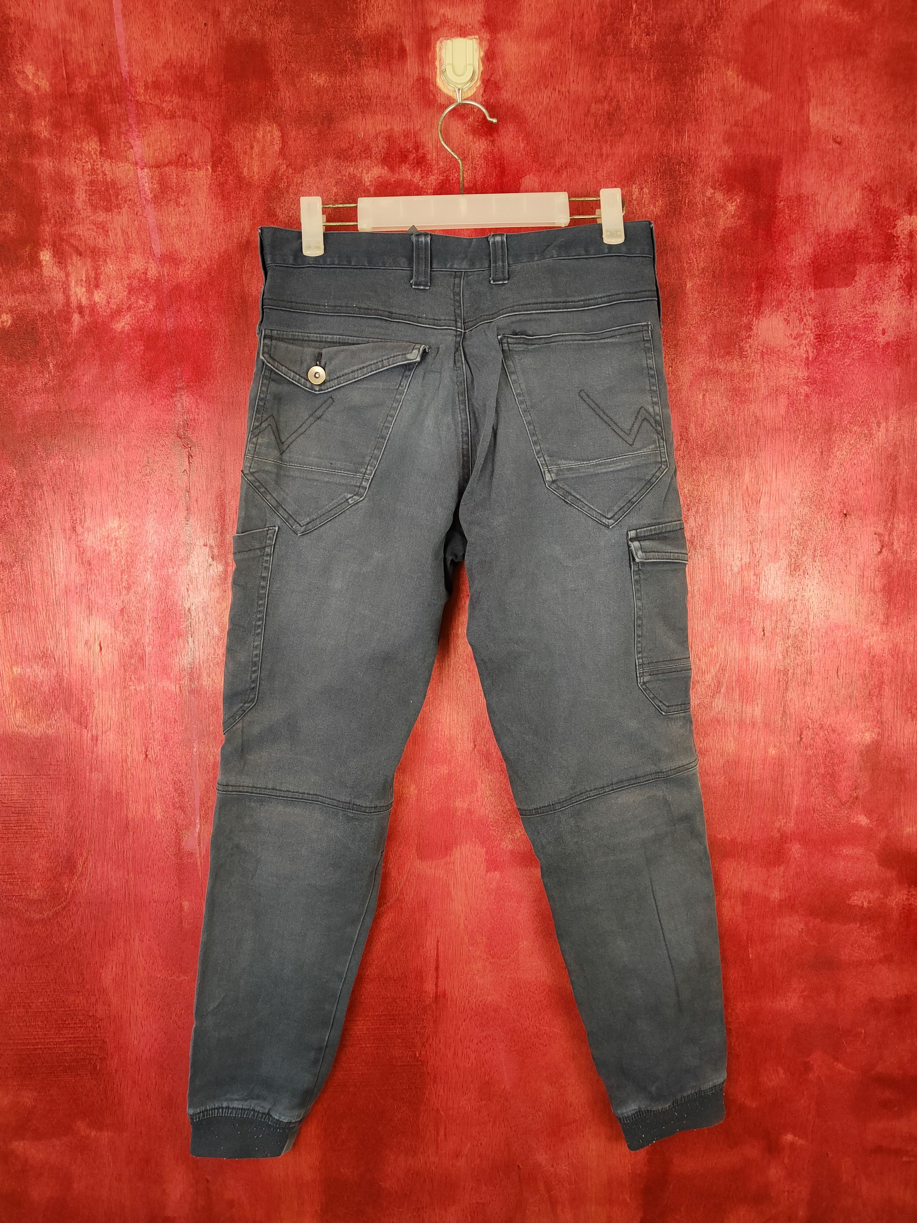 Japanese Brand Jogger Stretch faded Dark Blue utility Cargo Pants #4891 Size US 30 / EU 46 - 7 Thumbnail