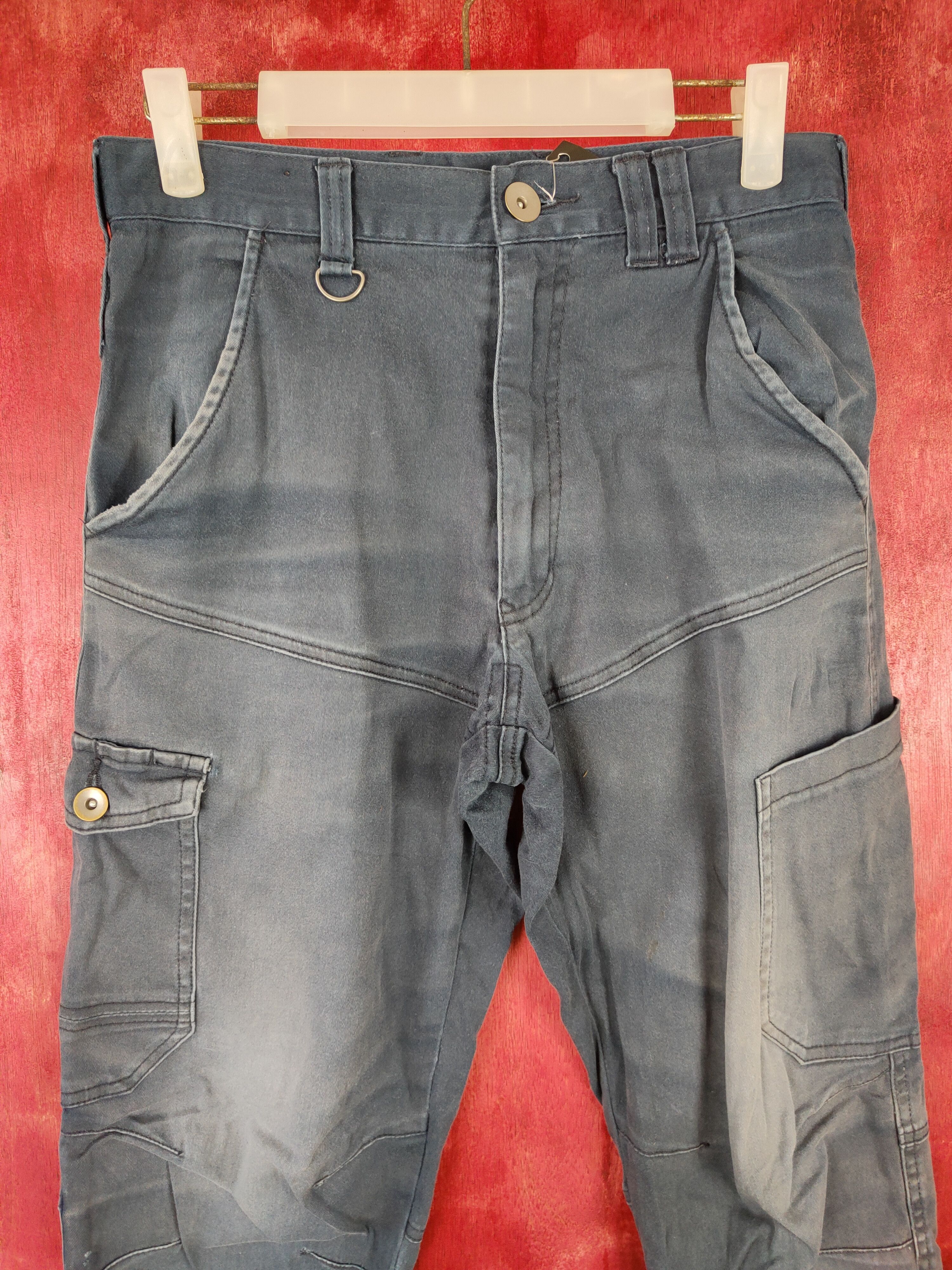 Japanese Brand Jogger Stretch faded Dark Blue utility Cargo Pants #4891 Size US 30 / EU 46 - 2 Thumbnail