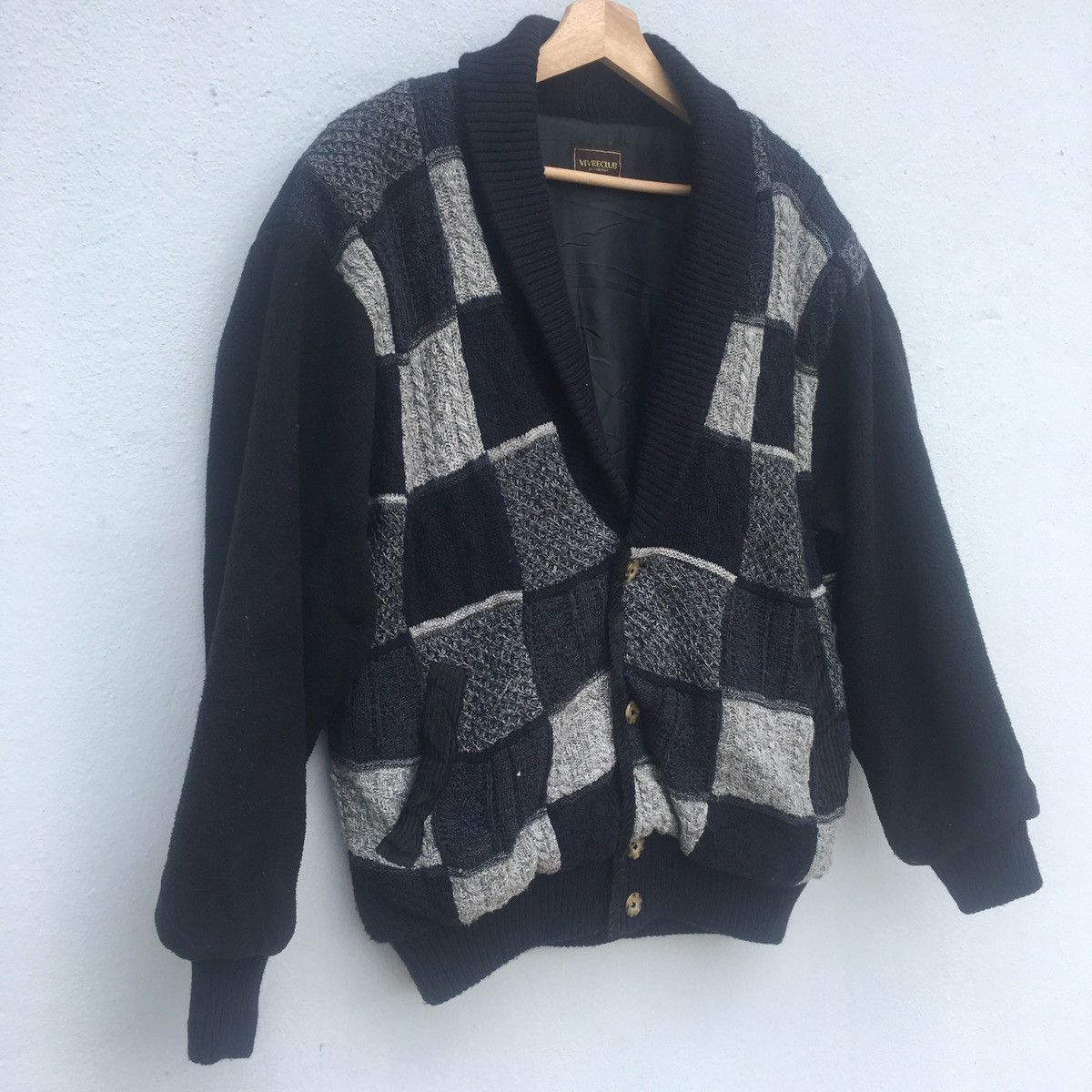 Japanese Brand Japanese Patchwork Knit Bomber Size US L / EU 52-54 / 3 - 4 Thumbnail