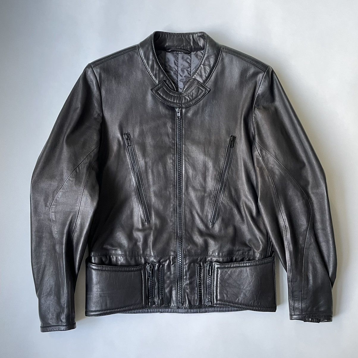 image of Maison Margiela Astro Black Leather ‘5 Zip’ Jacket, Men's (Size Medium)