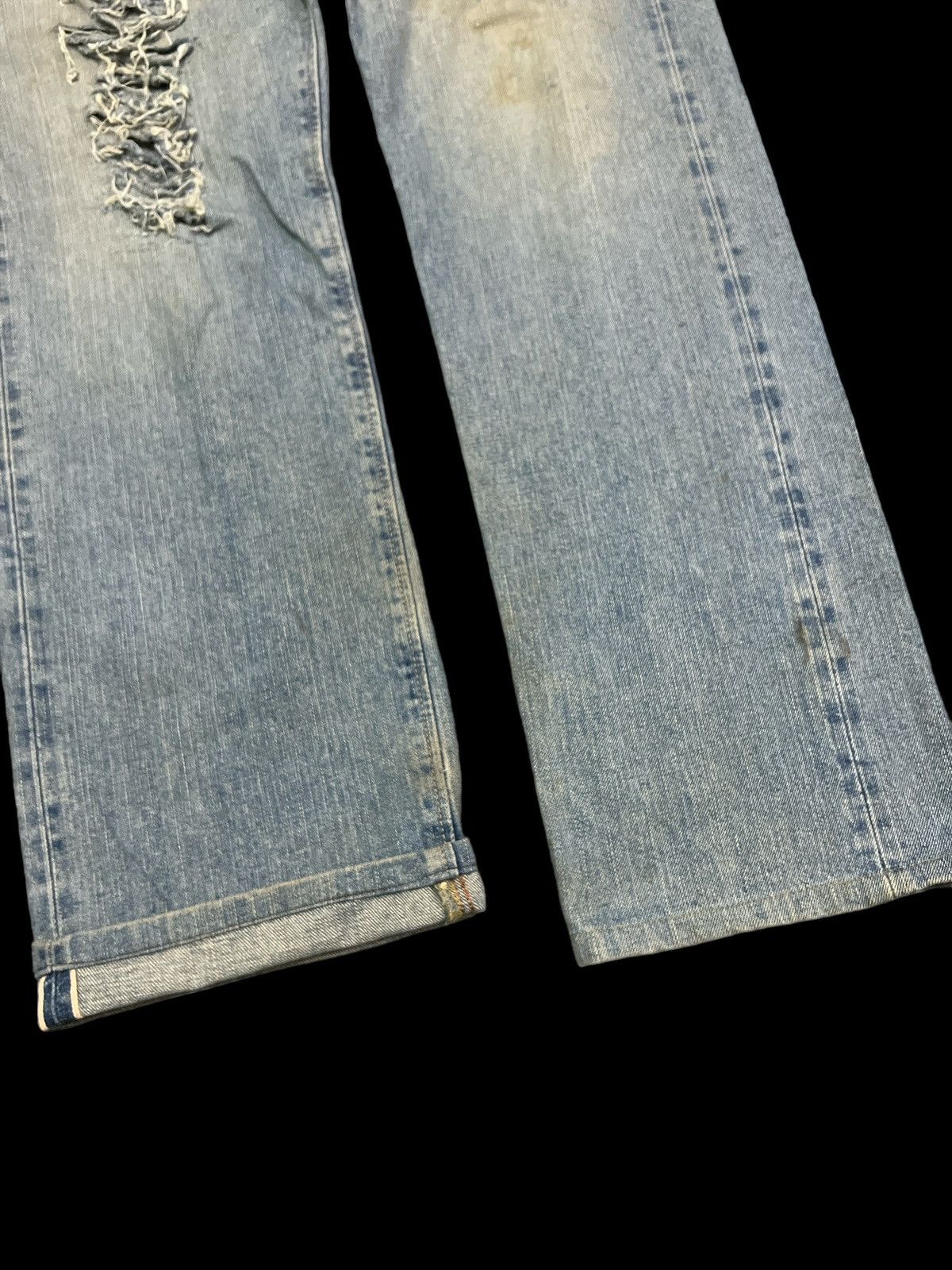 Japanese Brand × Vintage THRASHED🔥EDWIN 505 SALVAGE DISTRESSED DENIM PANT Size US 30 / EU 46 - 4 Thumbnail