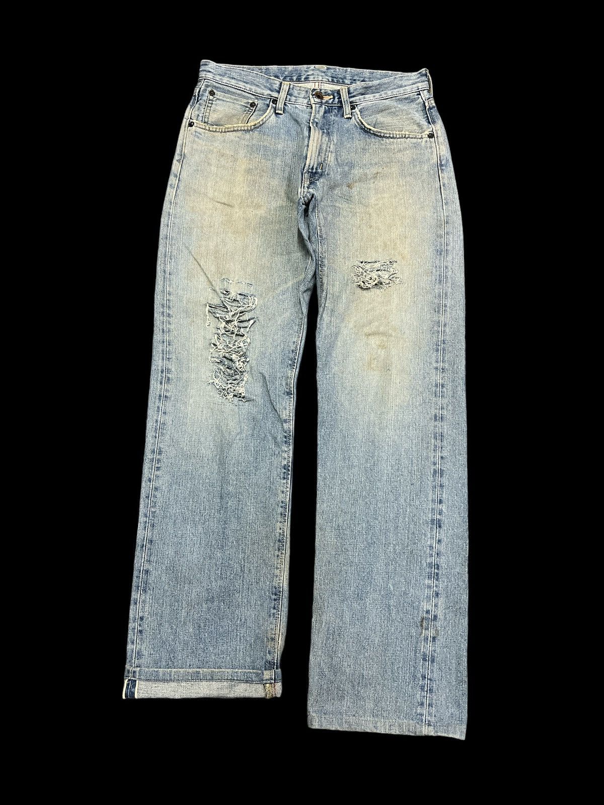 Japanese Brand × Vintage THRASHED🔥EDWIN 505 SALVAGE DISTRESSED DENIM PANT Size US 30 / EU 46 - 1 Thumbnail