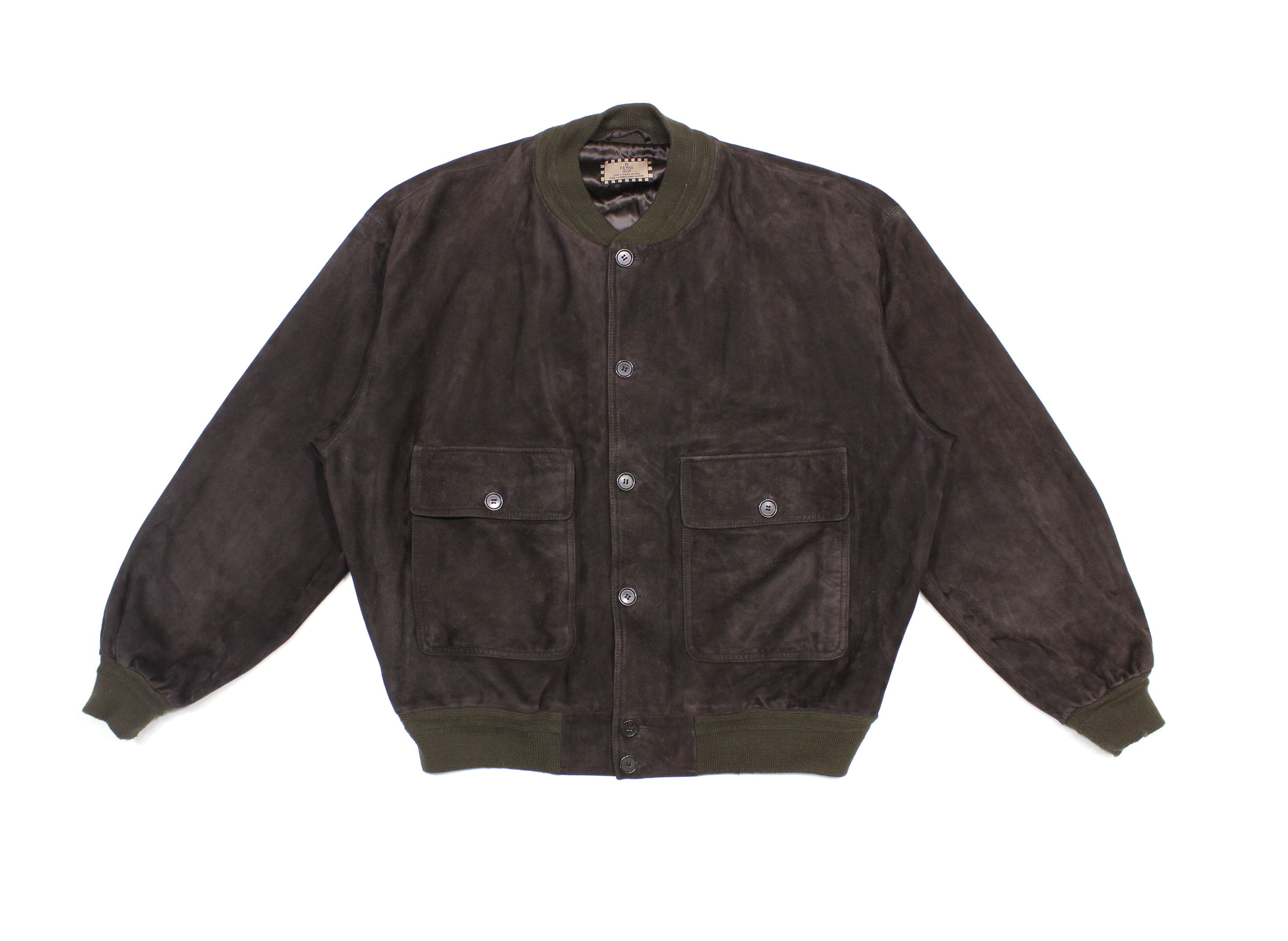 image of Fendi 70's Suede Leather Bomber Jacket Vintage in Brown, Men's (Size Large)