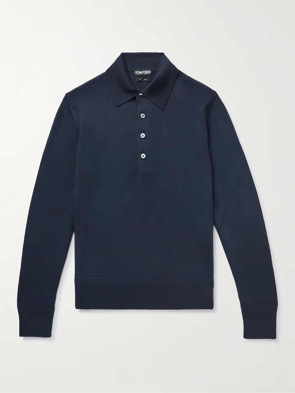 image of Tom Ford Long Sleeve Polo Shirt In Navy, Men's (Size Small)