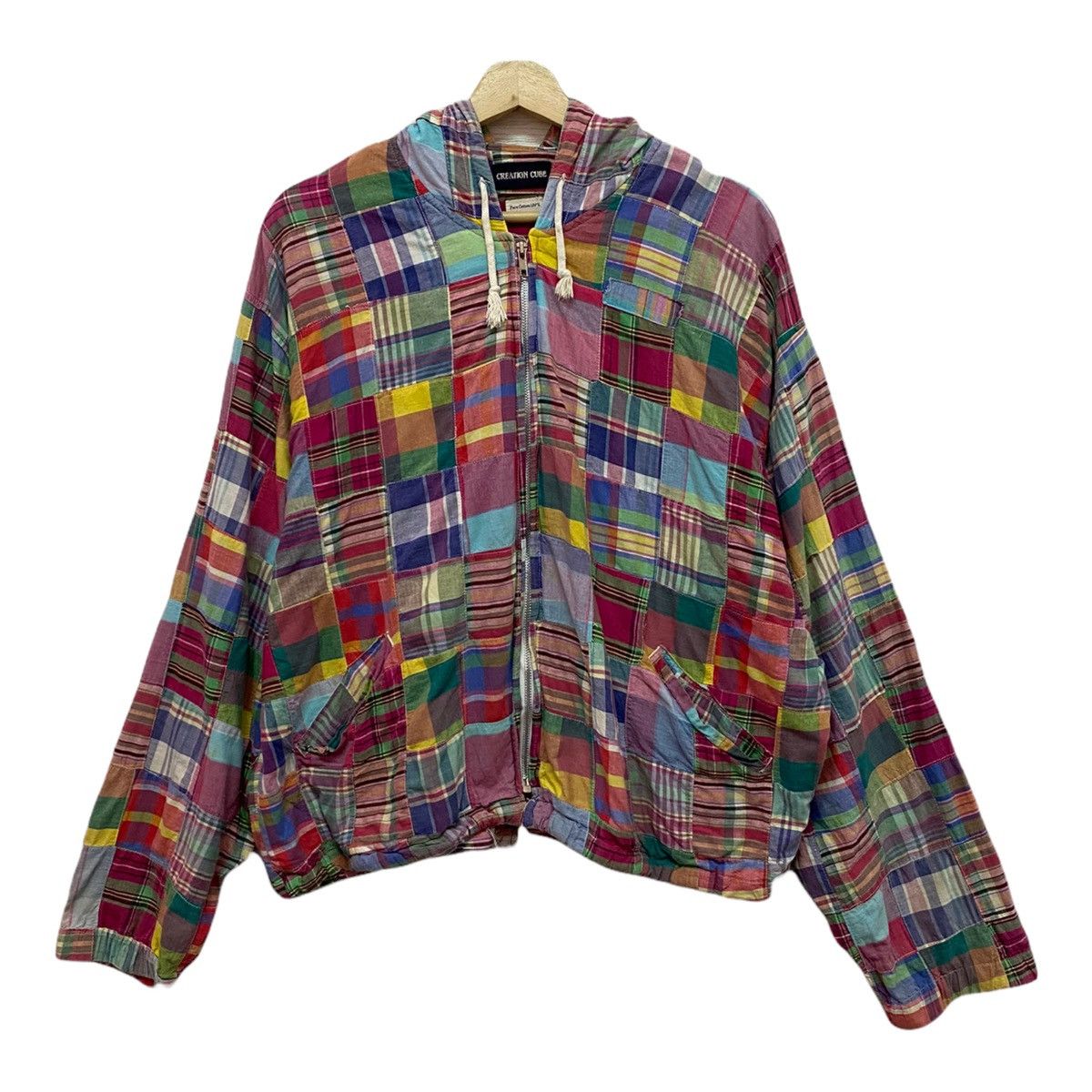 Beams Plus ART‼️CREATION CUBE JAPAN MULTICOLOUR PATCHWORK ZIPPER JACKET Size US XL / EU 56 / 4 - 11 Thumbnail
