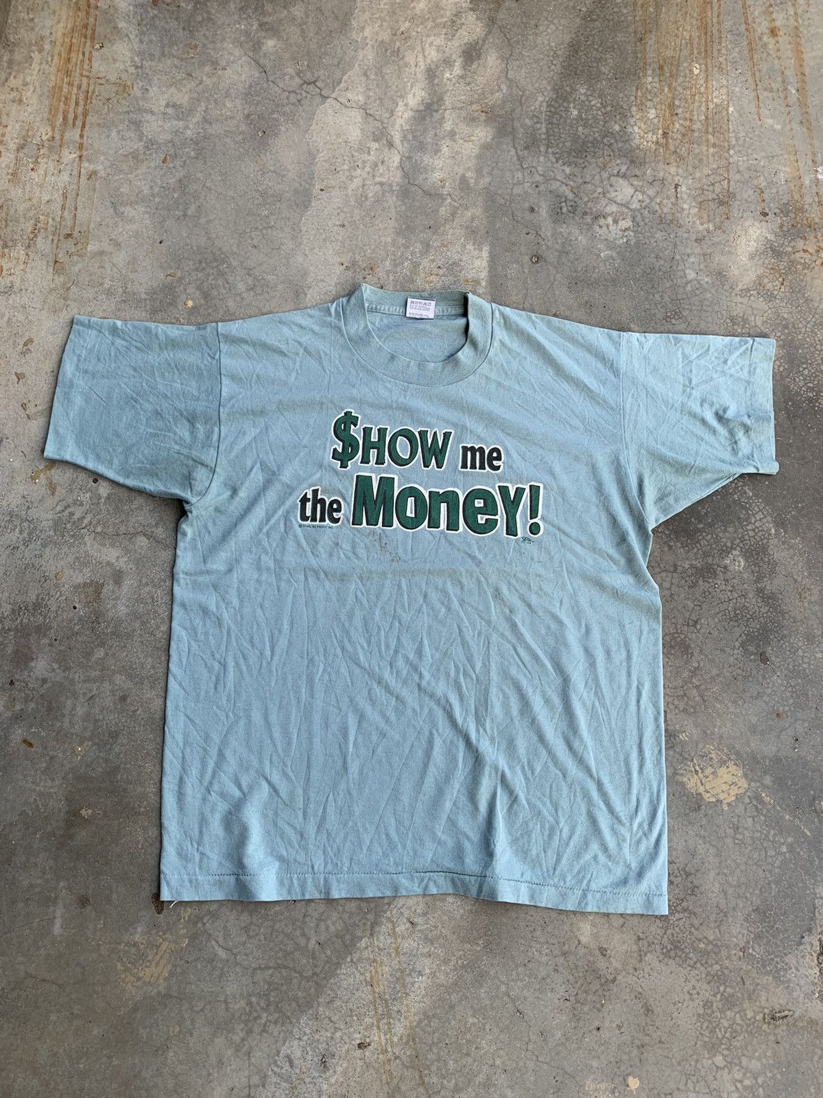 Fruit Of The Loom Vintage 90s Show me The Money Single Stich Tshirt Size US L / EU 52-54 / 3 - 1 Thumbnail