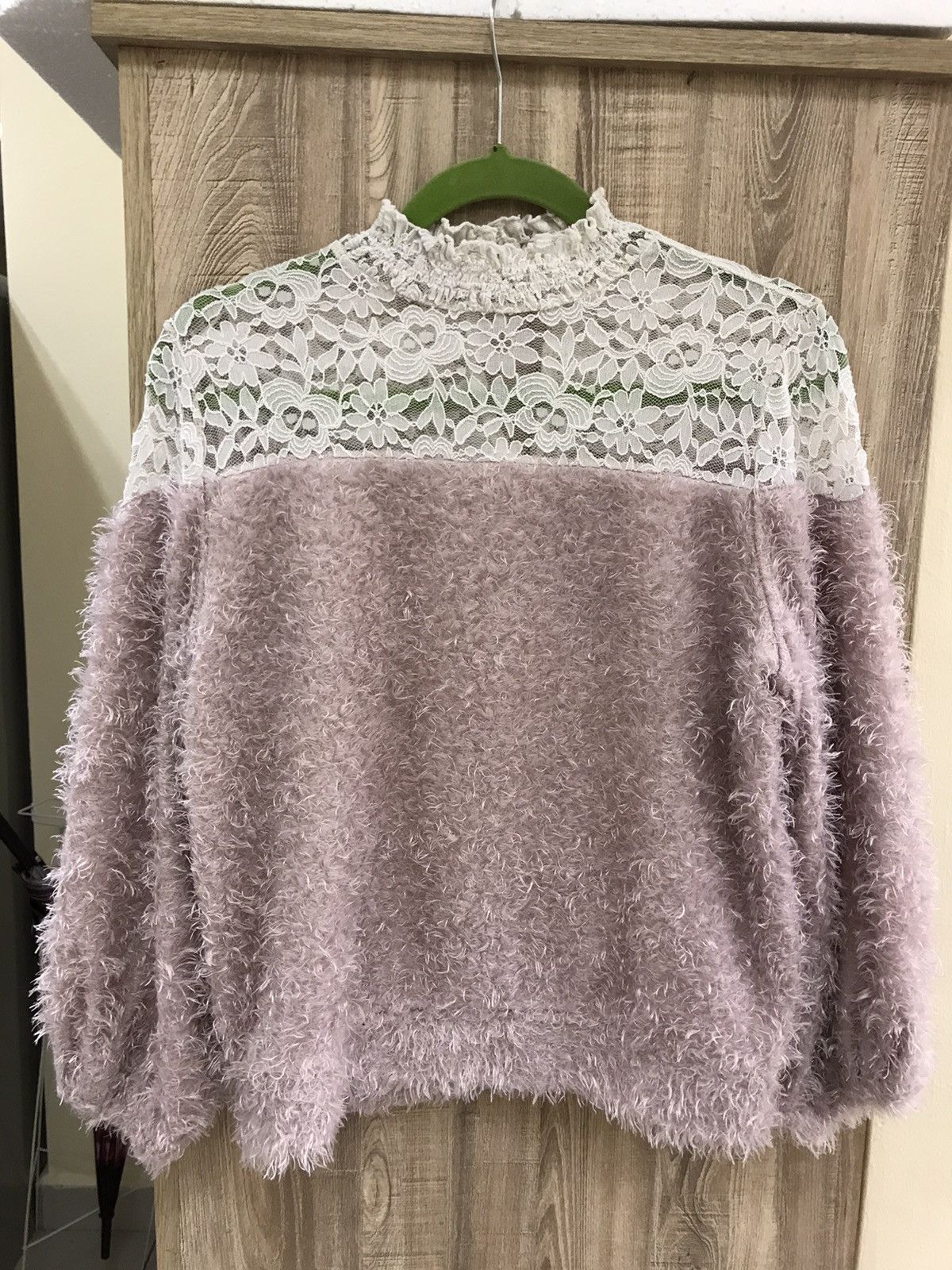 Japanese Brand ✨ Dreamy Minx Lace & Fluffy Knit Top – Size L ✨ Size M / US 6-8 / IT 42-44 - 2 Thumbnail