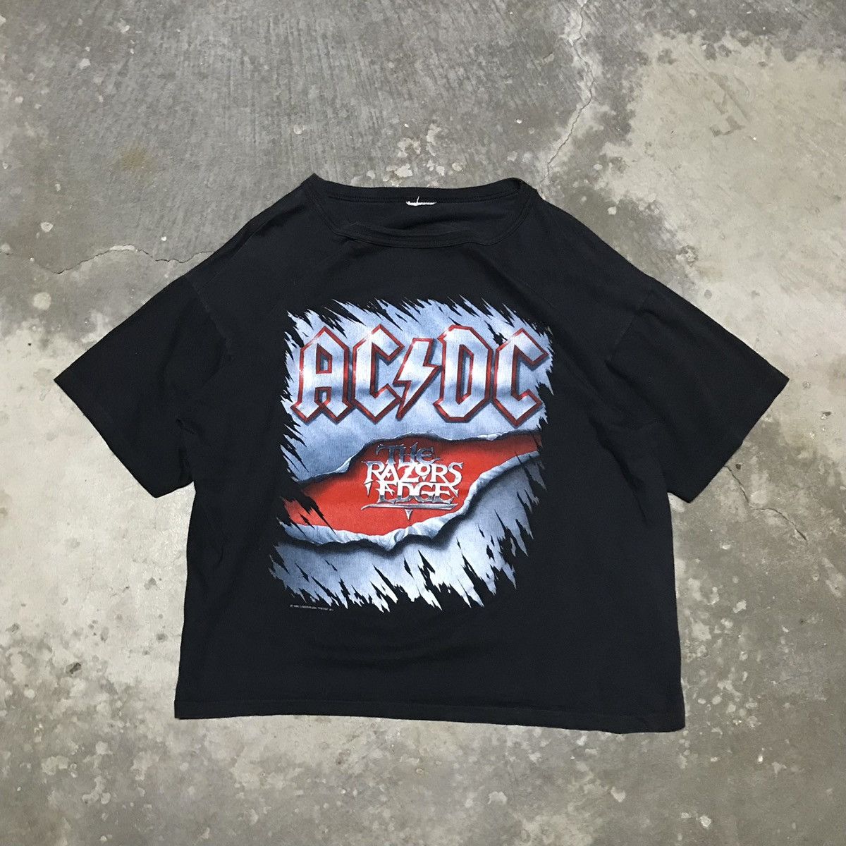 Ac/Dc × Band Tees × Vintage Vintage 1990 AC/DC Razors Edge Boxy Tour T ...