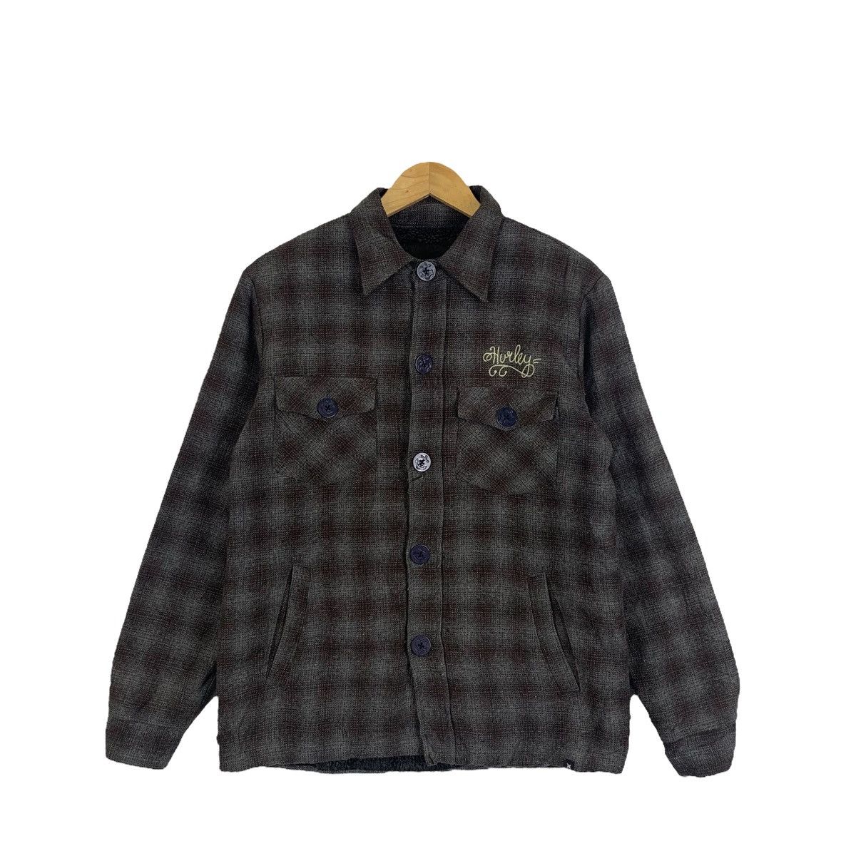 HURLEY Surfboard Surfing Tartan Wool Shirts Long Sleeve