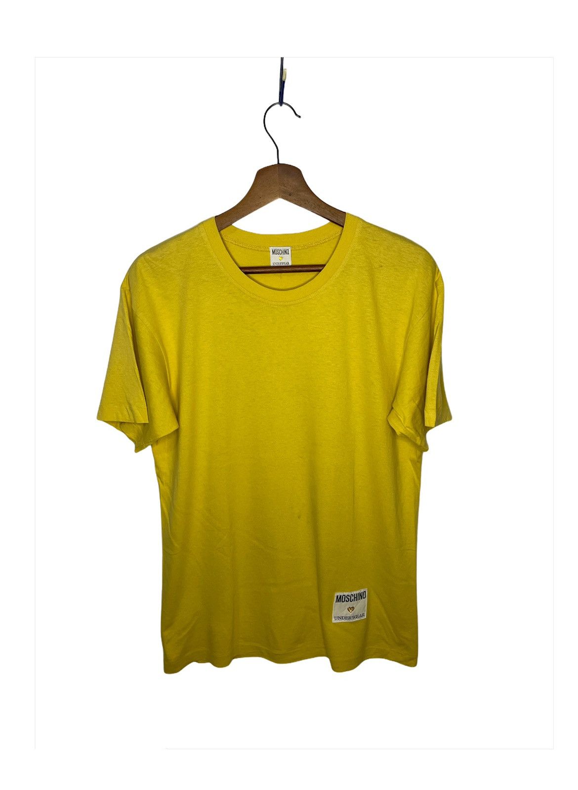 image of Vintage Moschino Underwear Tee in Yellow, Men's (Size Medium)