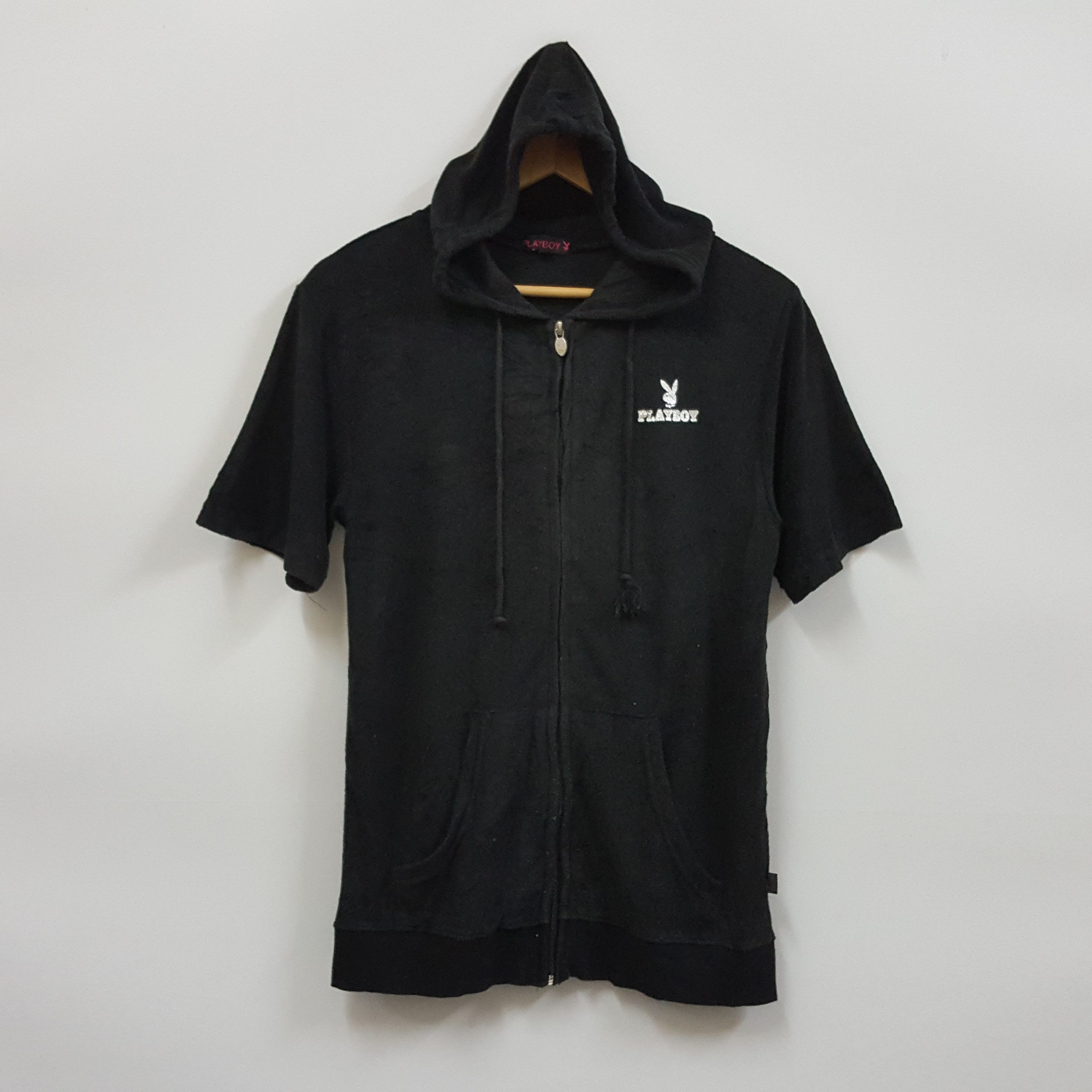 Playboy × Vintage Vintage PLAYBOY big logo short sleeve hoodies Size US M / EU 48-50 / 2 - 2 Thumbnail