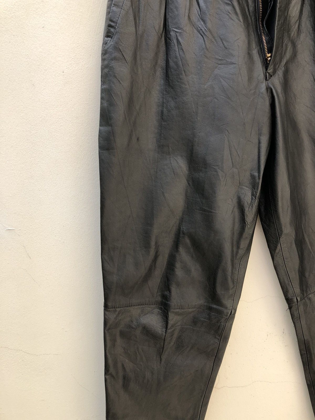 Leather Vintage 80s JUN Japan Baggy Leather Trouser Pant Size US 26 / EU 42 - 10 Thumbnail