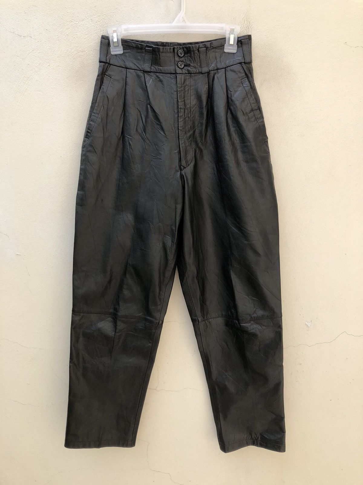 Leather Vintage 80s JUN Japan Baggy Leather Trouser Pant Size US 26 / EU 42 - 6 Thumbnail