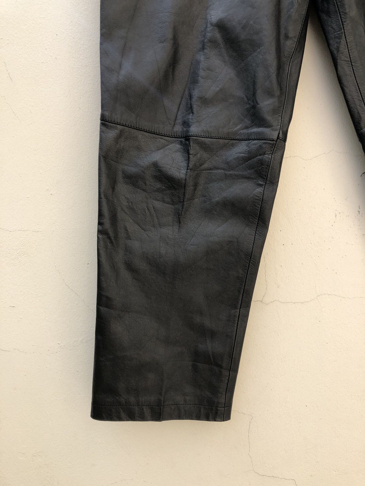 Leather Vintage 80s JUN Japan Baggy Leather Trouser Pant Size US 26 / EU 42 - 11 Thumbnail